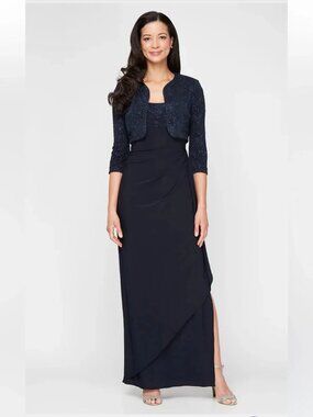 Alex Evenings Navy Gown-2pc NWT, 6P